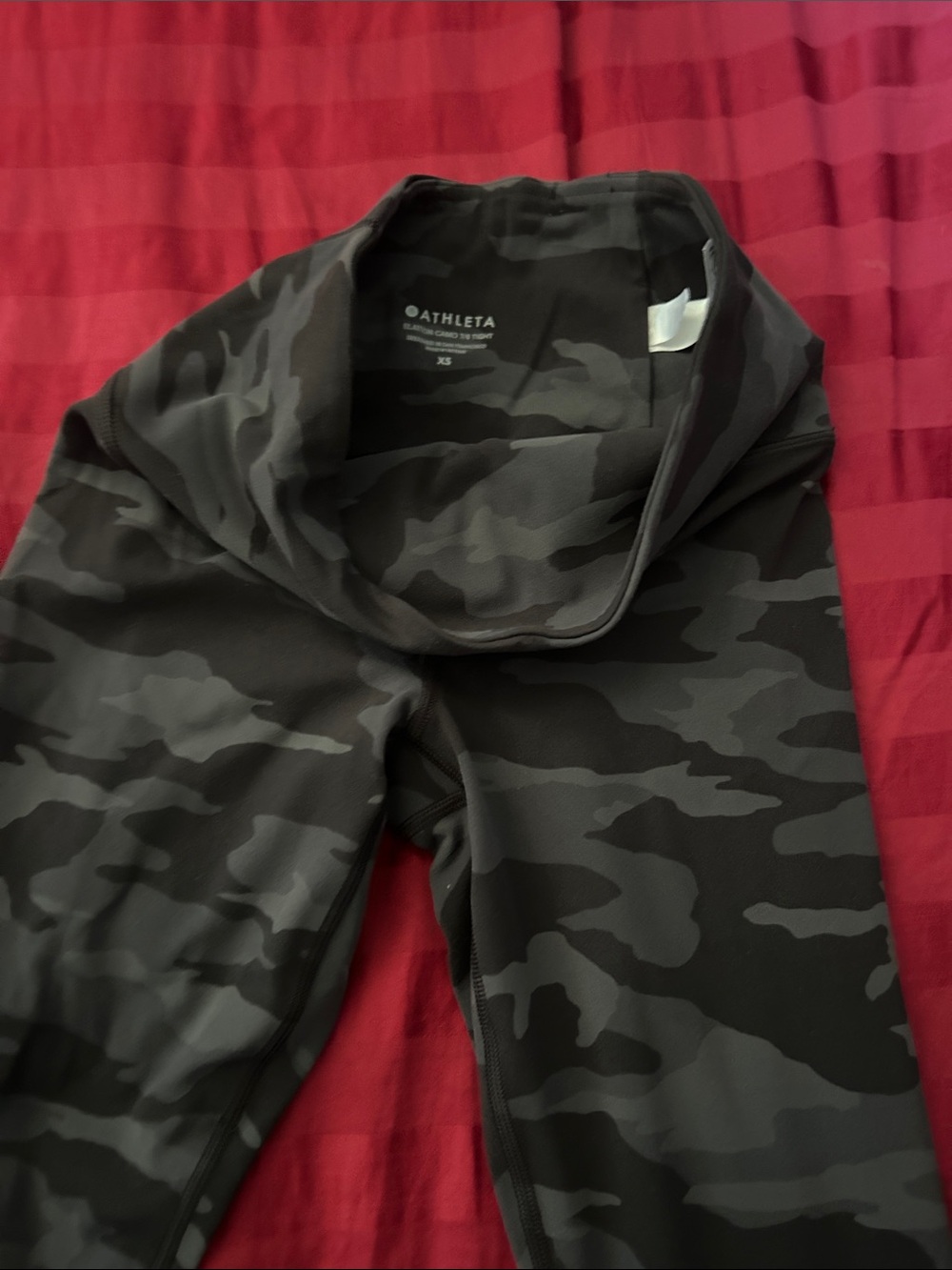 Athleta Black and Gray Camo High-Rise Leggings